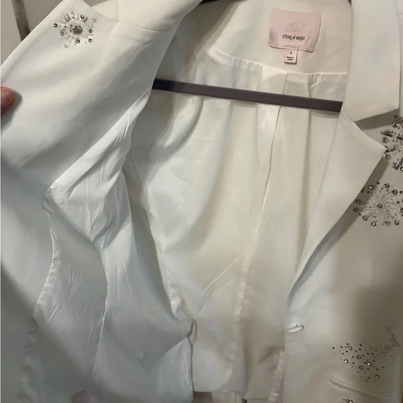Cinq à Sept White Rumi Shooting Star Blazer size 4 - Picture 9 of 12